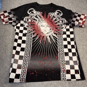 Crooks & Castles Men Black White Red Graphic Medusa T Shirt Size Lg